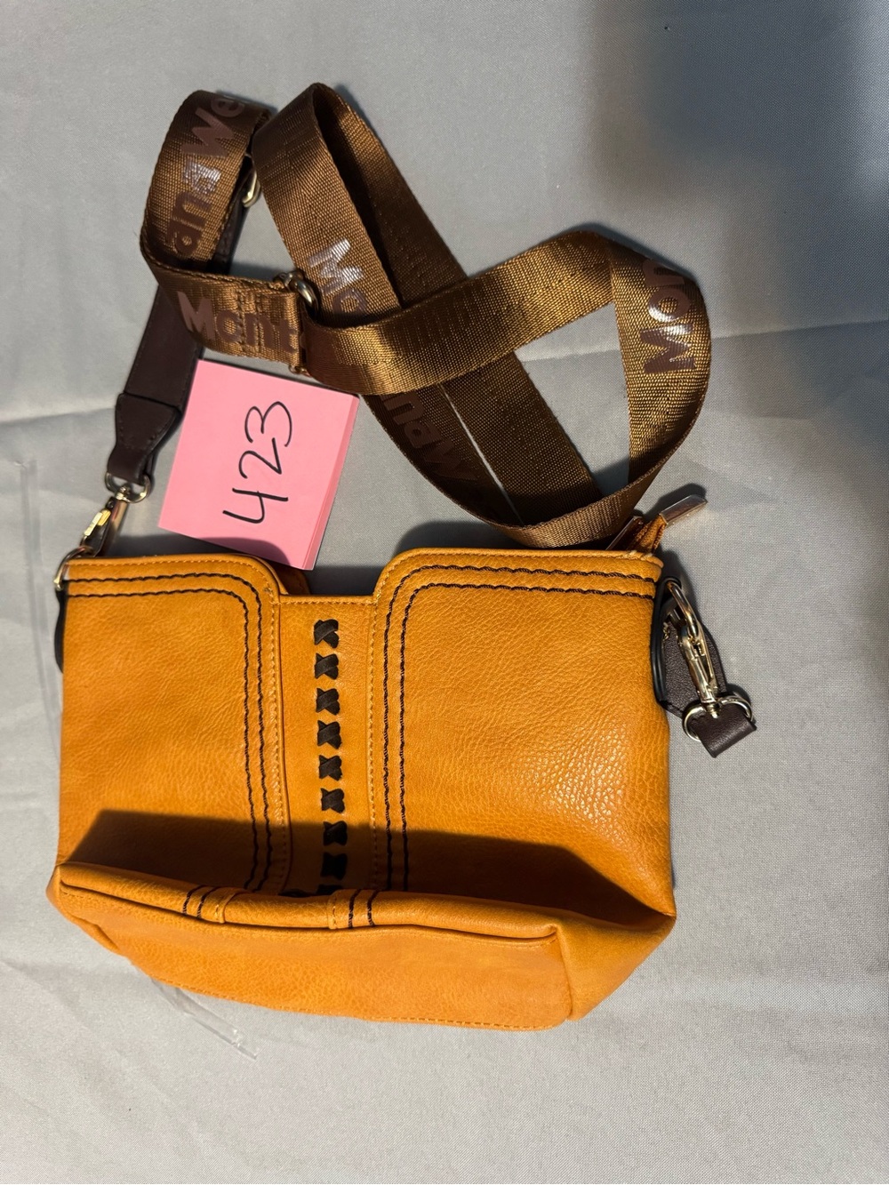 Montana West Mustard Yellow Crossbody with Brown Branded Strap